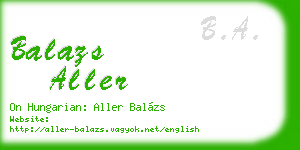 balazs aller business card